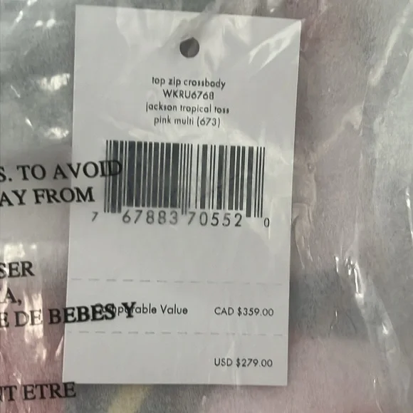 ♠️ Kate Spade Jackson Tropical Toss Top Zip Crossbody - Picture 5 of 6